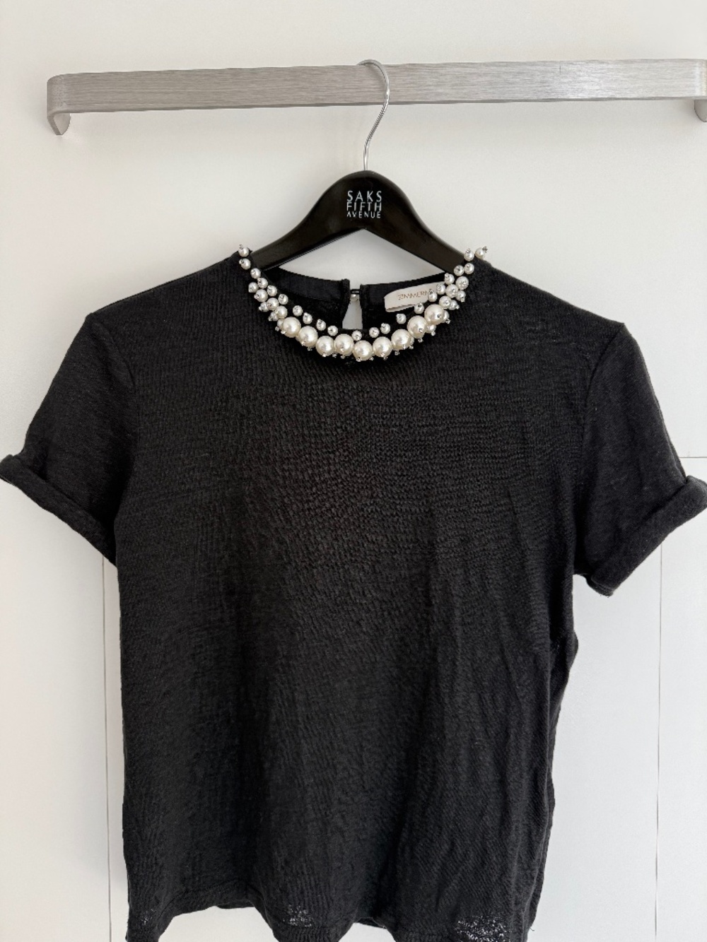 Zimmermann Size 2 crush embellished linen tee